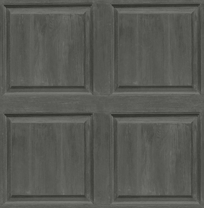 Seabrook Designs Washed Faux Panel Charcoal Wallpaper AS20308