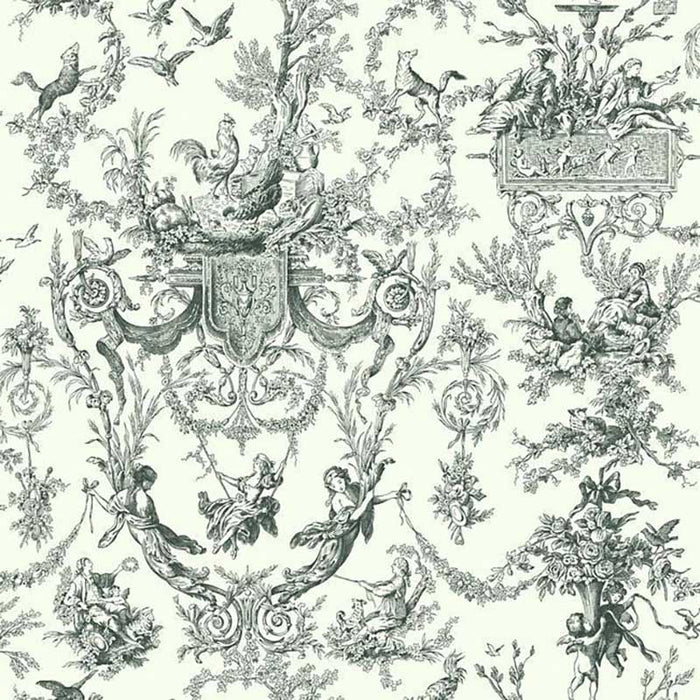 York Old World Toile Black/White Wallpaper AT4237