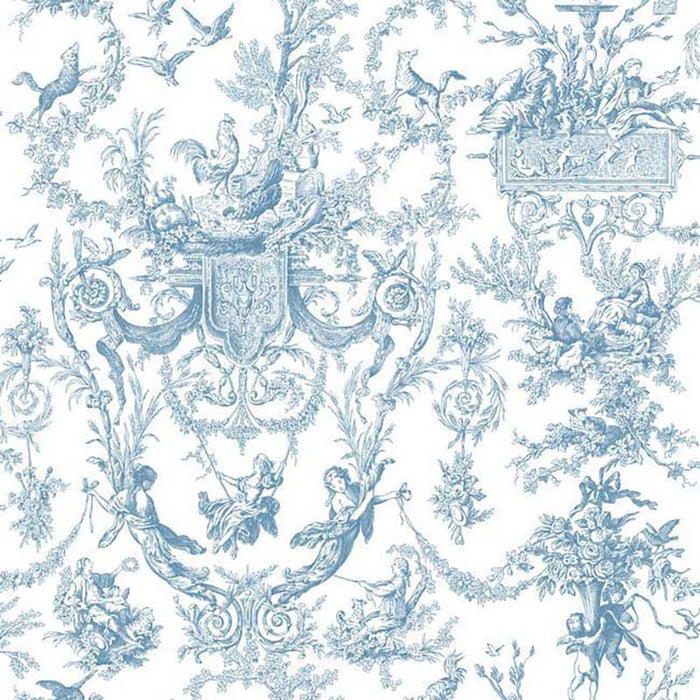 York Old World Toile Blue/White Wallpaper AT4241