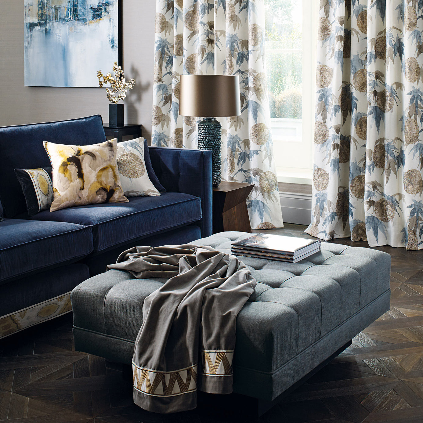 Zoffany Acer Platinum/Leaf 332441 Fabric ZATM332441