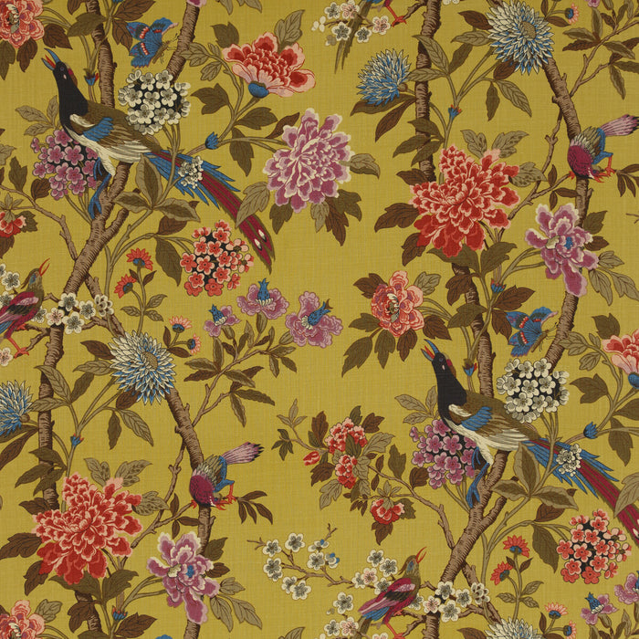 GP & J Baker Hydrangea Bird Ochre Fabric BP10723.1.0