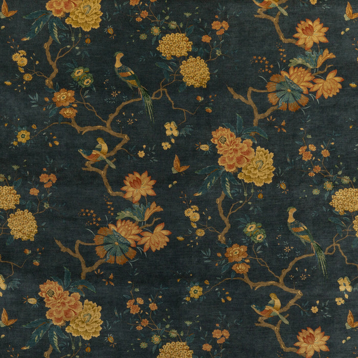 GP & J Baker Oriental Bird Velvet Teal Fabric BP10818.2.0