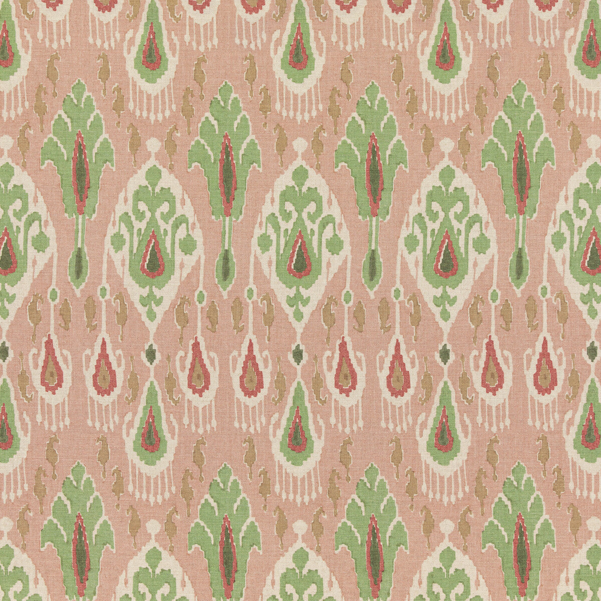 GP & J Baker Ikat Bokhara Rose/Green Fabric BP10853.4.0