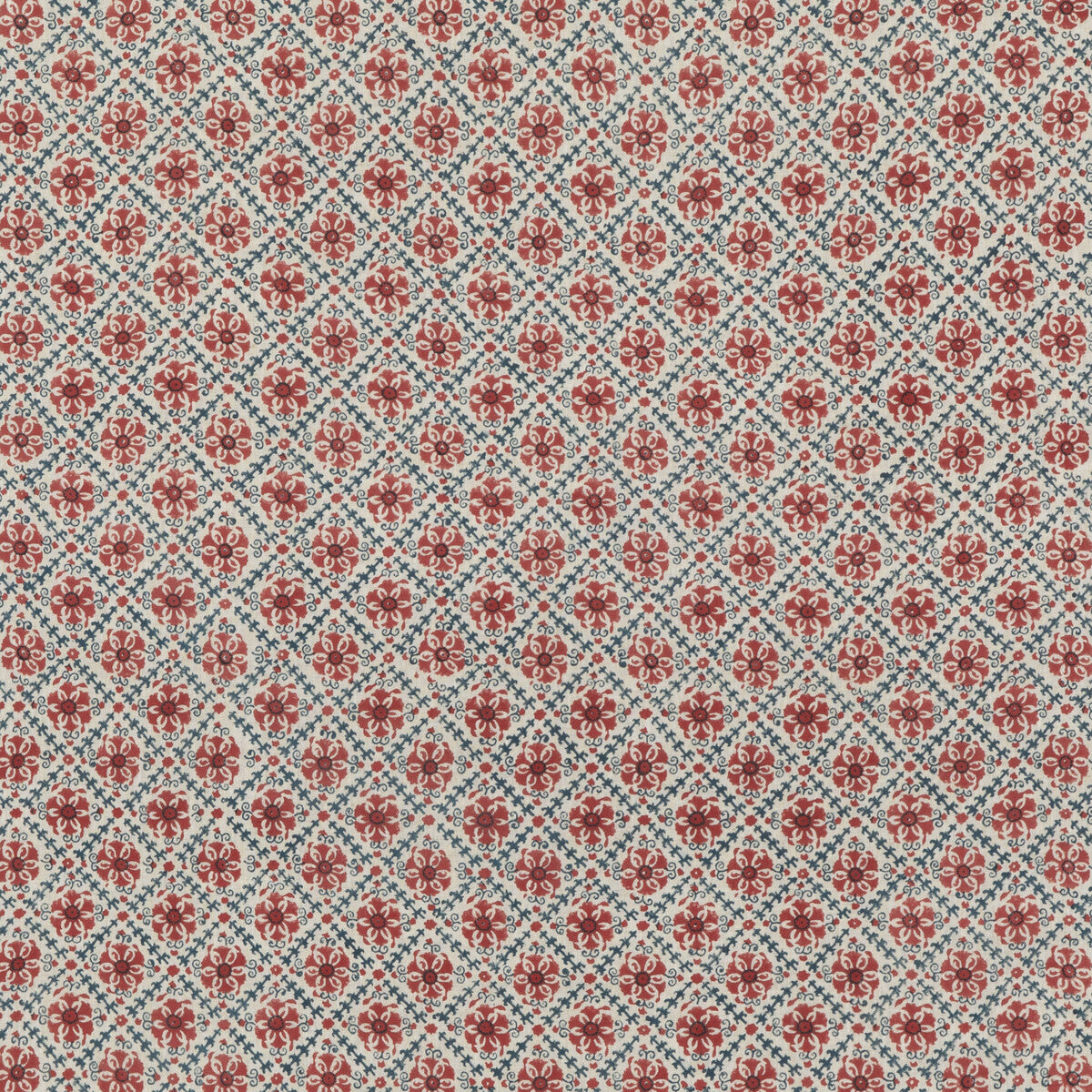 GP & J Baker Camden Trellis Red/ Blue Fabric BP10909.2.0