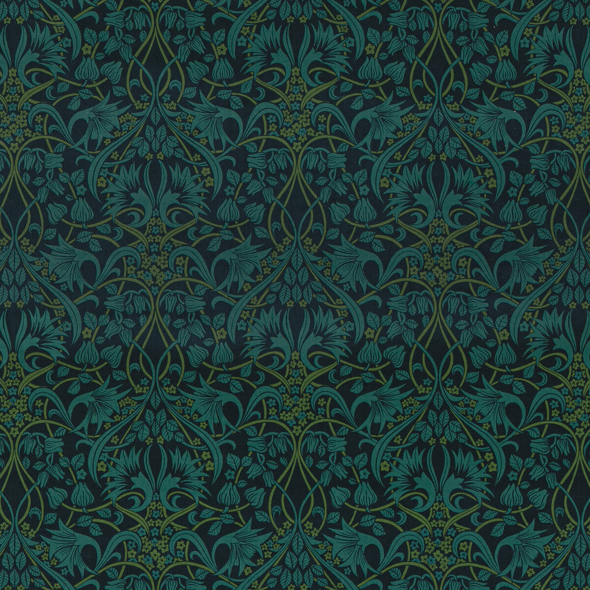 GP & J Baker Fritillerie Velvet Indigo/Teal Fabric BP10975.1.0