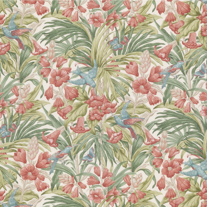 GP & J Baker Trumpet Flowers Cotton Red/Green Fabric BP10976.1.0