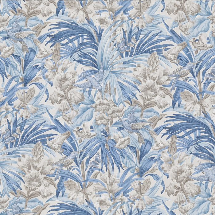 GP & J Baker Trumpet Flowers Cotton Blue Fabric BP10976.2.0