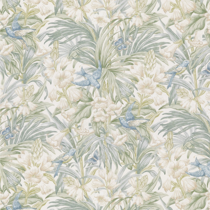 GP & J Baker Trumpet Flowers Cotton Blue/Green Fabric BP10976.3.0