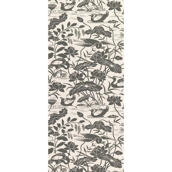 GP & J Baker Heron & Lotus Flower Black/White Wallpaper BW45089.1.0