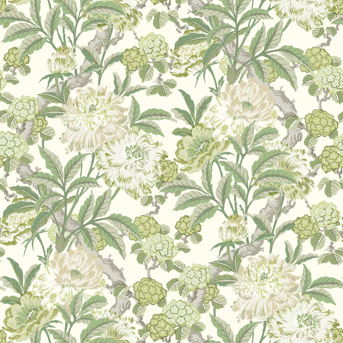 GP & J Baker Summer Peony Green Wallpaper BW45095.3.0