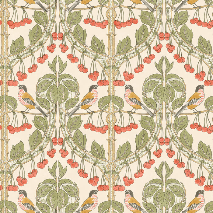 GP & J Baker Birds & Cherries Red/Green Wallpaper BW45100.1.0