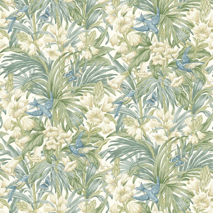 GP & J Baker Trumpet Flowers Blue/Green Wallpaper BW45103.2.0