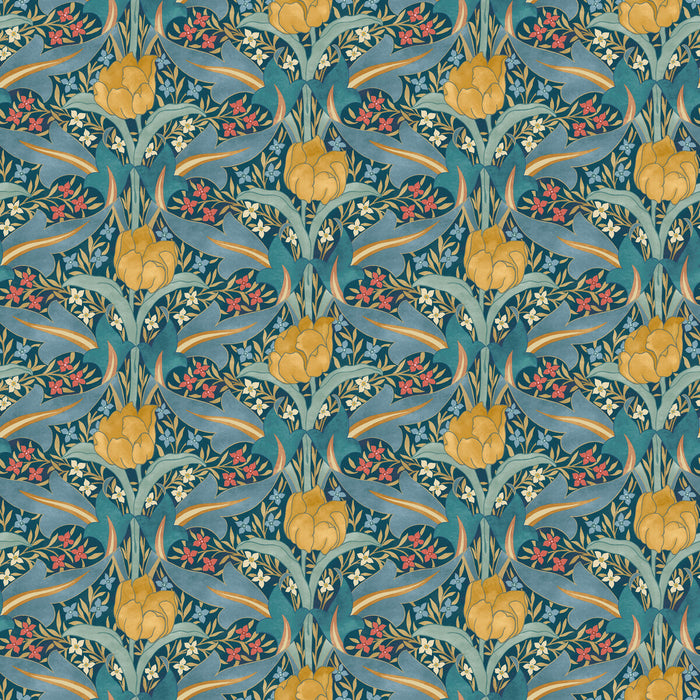 GP & J Baker Tulip & Jasmine Teal Wallpaper BW45104.2.0