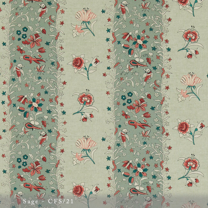 Lisa Fine Calico Floral Stripe Sage Fabric CFS-21