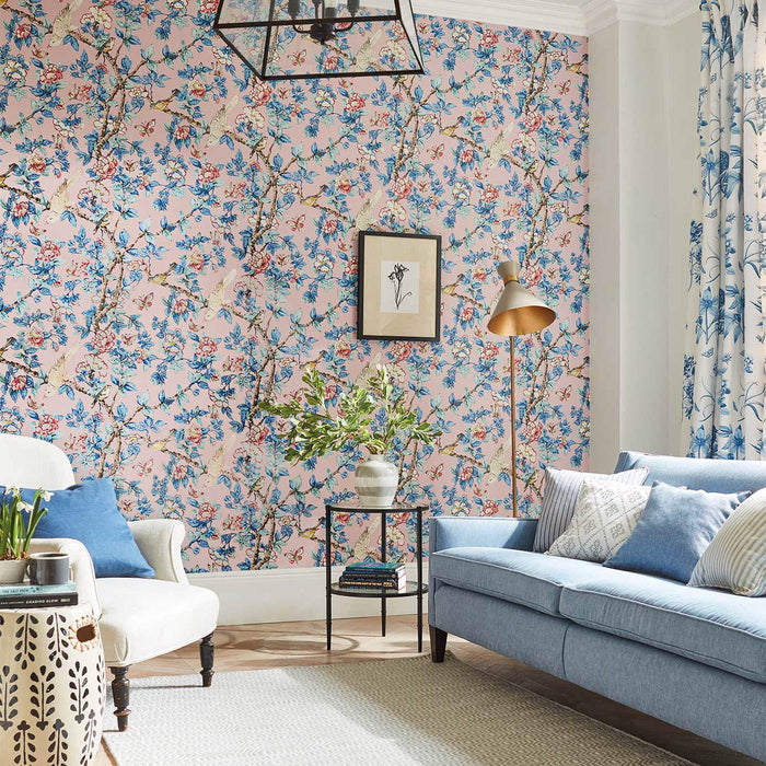 Sanderson Caverley Rose/French Blue 217035 Wallpaper DOSW217035