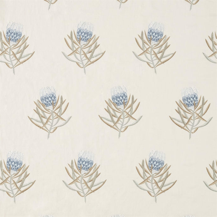 Sanderson Protea Flower China Blue/Linen 236353 Fabric DART236353