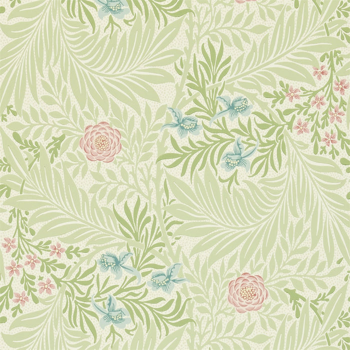 Morris & Co Larkspur Green/Coral 212558 Wallpaper DARW212558