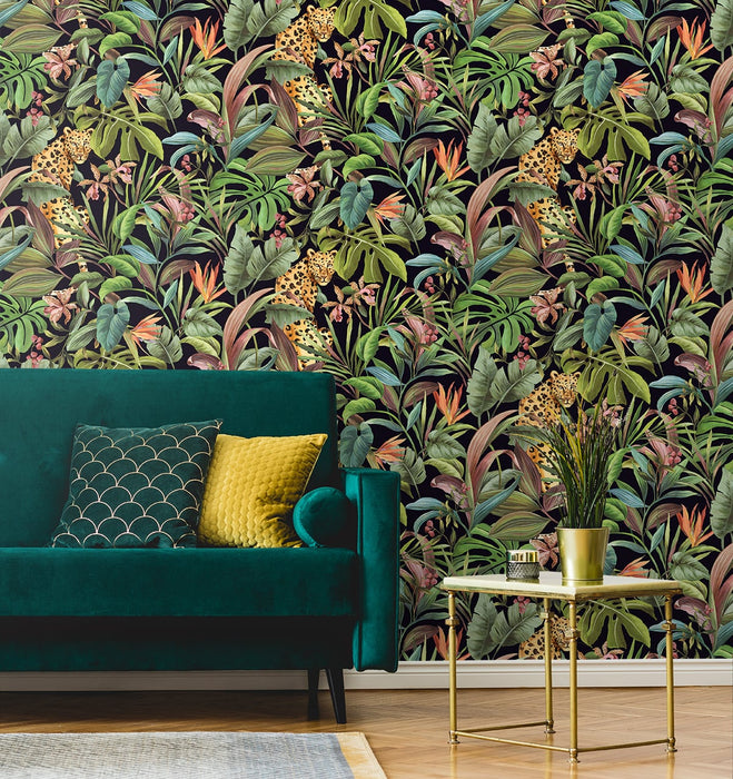 Daisy Bennett Tropical Leopard Black Peel & Stick Wallpaper DB20100