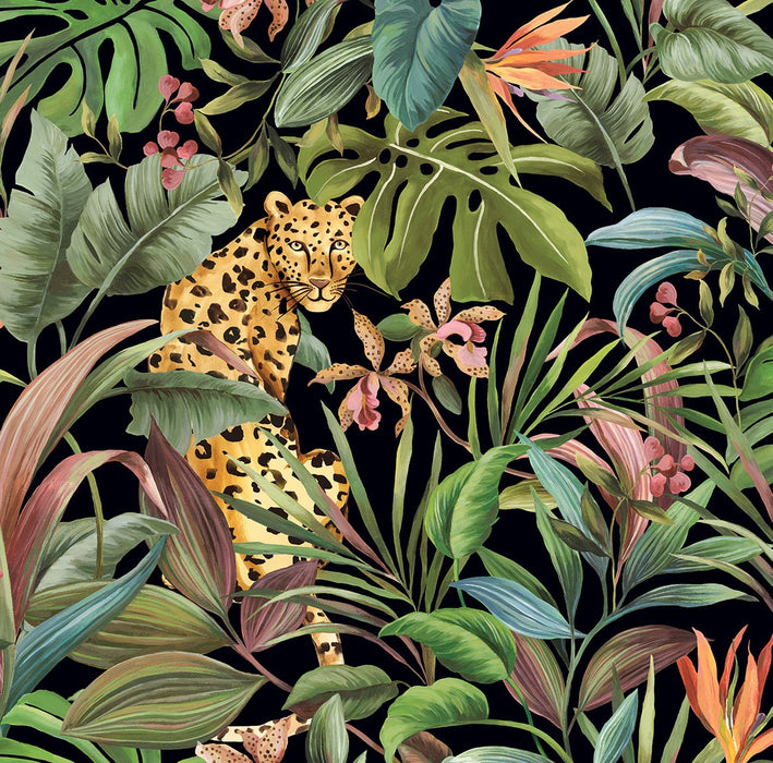 Daisy Bennett Tropical Leopard Black Peel & Stick Wallpaper DB20100