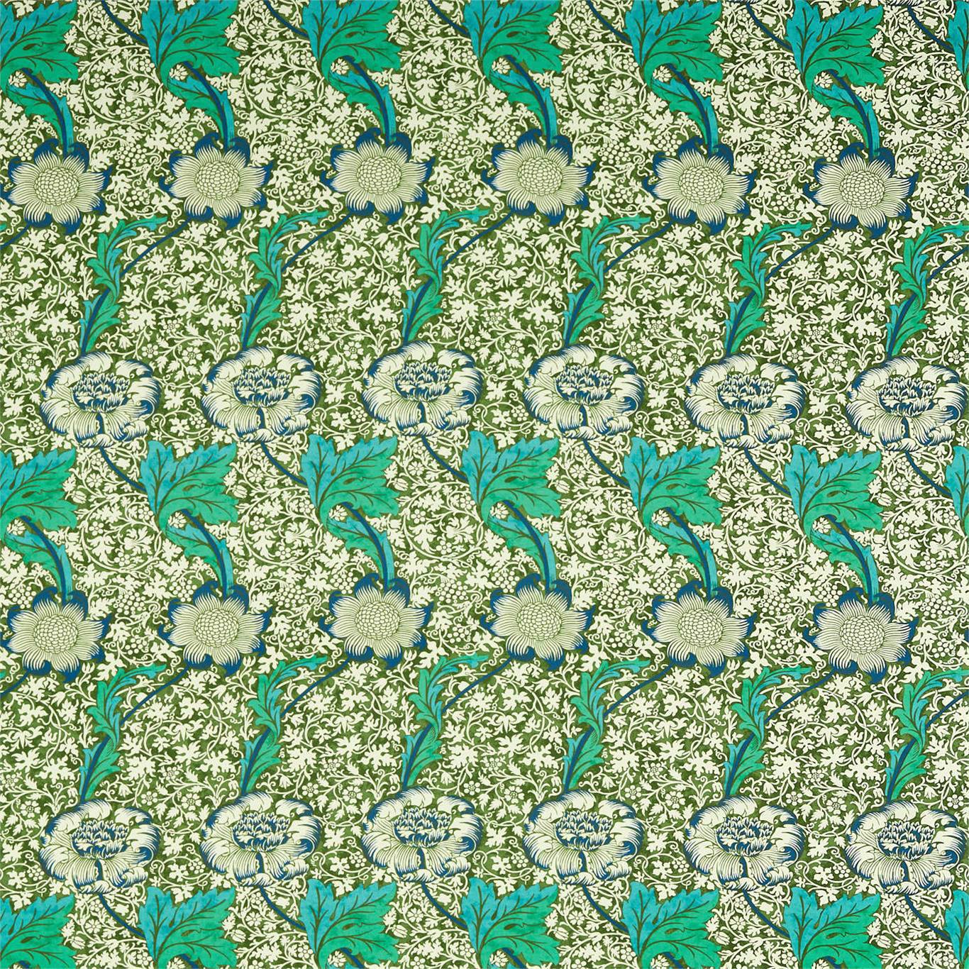 Morris & Co Kennet Olive/Turquoise 226856 Fabric DBPF226856