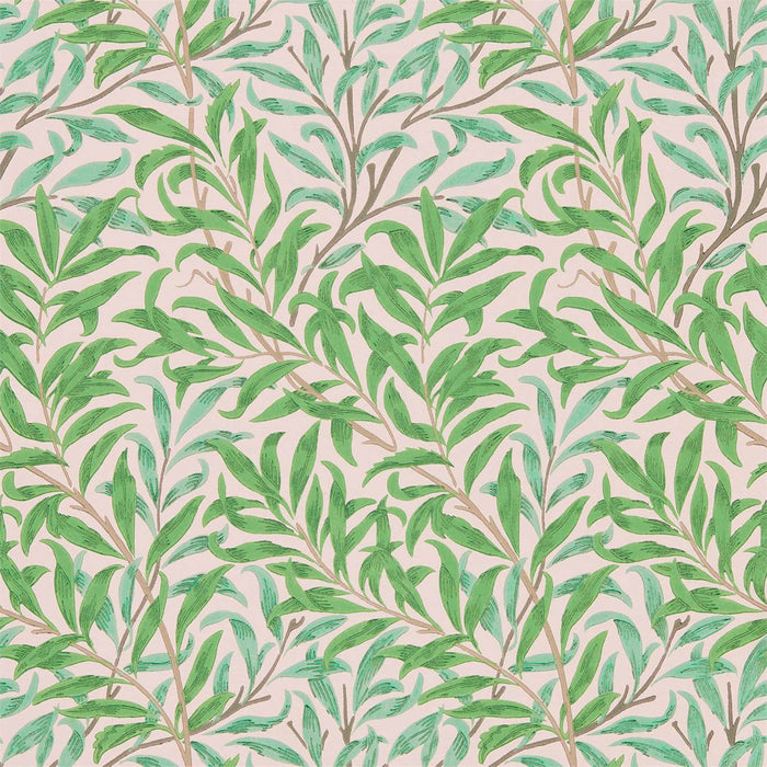 Morris & Co Willow Bough Pink/Leaf Green 216949 Wallpaper DBPW216949