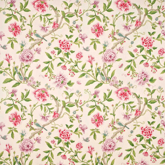 Sanderson Porcelain Garden Magenta/ Leaf Green PO206 Fabric DCAVPO206