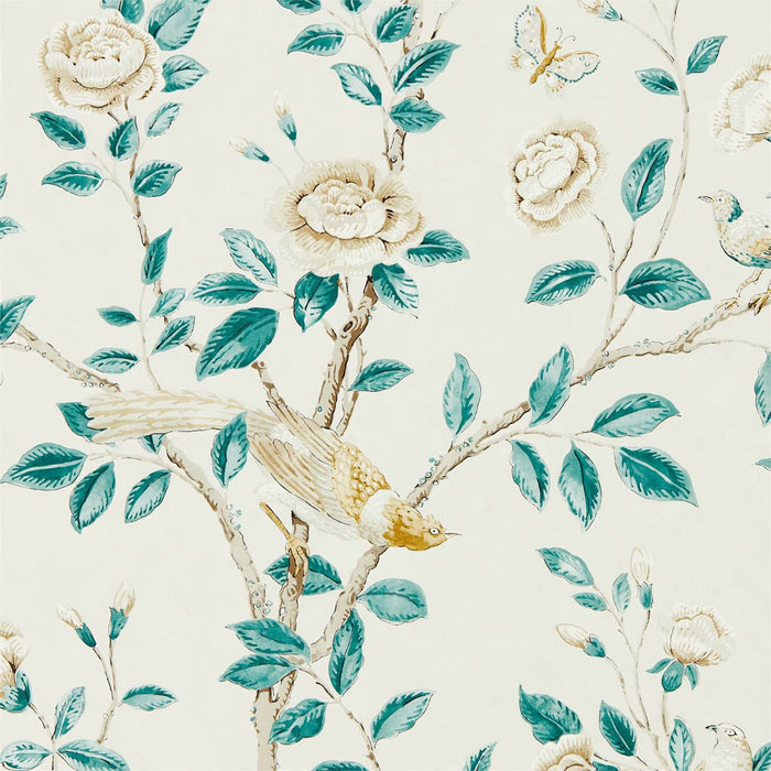 Sanderson Andhara Teal/Cream 216794 Wallpaper DCPW216794