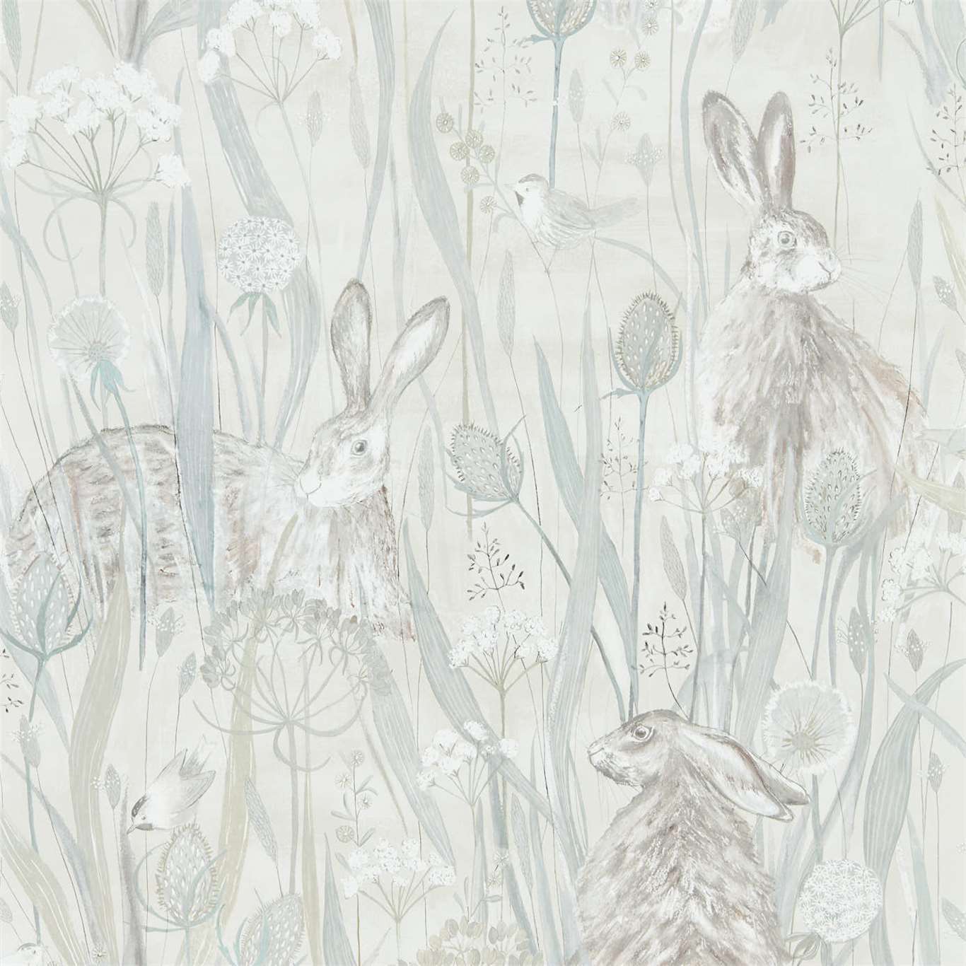 Sanderson Dune Hares Mist/Pebble 216518 Wallpaper DEBB216518