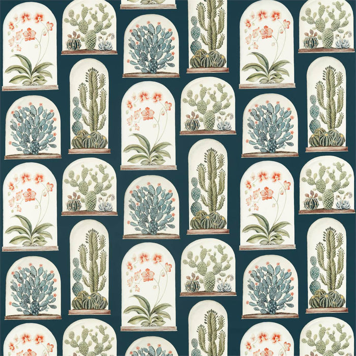 Sanderson Terrariums Ink/Papaya 226572 Fabric DGLA226572