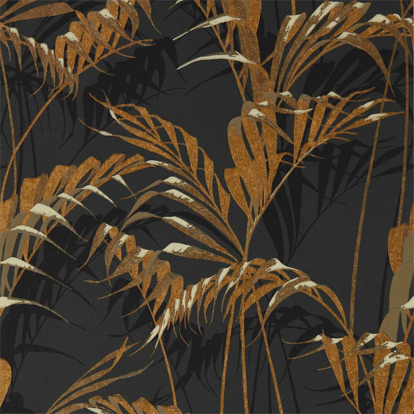 Sanderson Palm House Charcoal/Gold 216641 Wallpaper DGLW216641