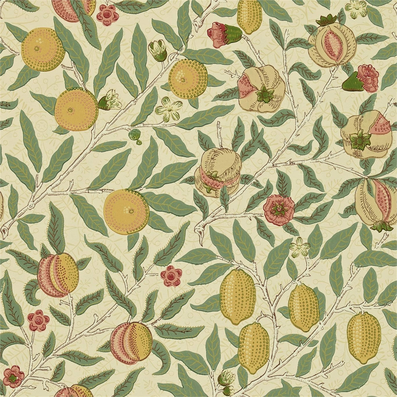 Morris & Co Fruit Beige/Gold/Coral FU101 Wallpaper DGW1FU101