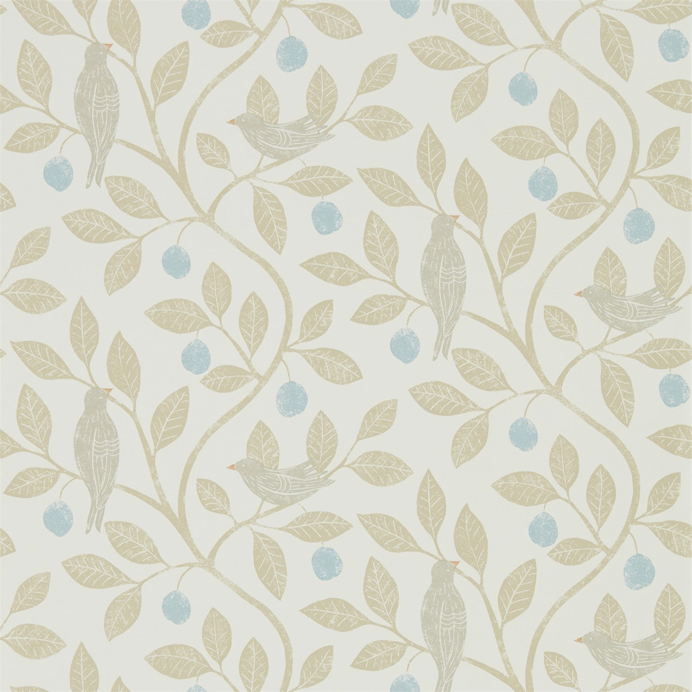 Sanderson Damson Tree Denim/Barley 216364 Wallpaper DHPO216364