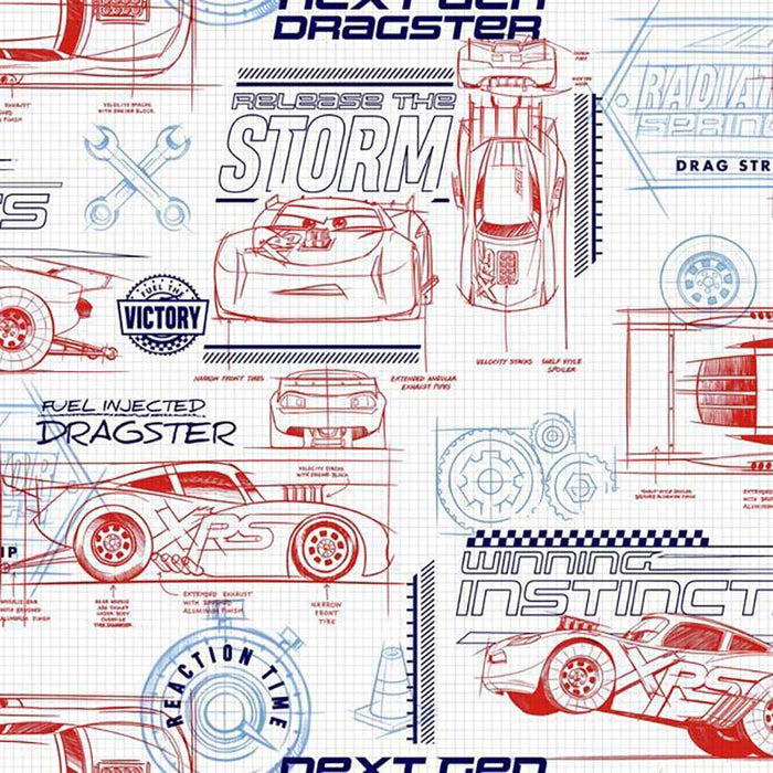 York Disney and Pixar Cars Schematic Red Wallpaper DI0915