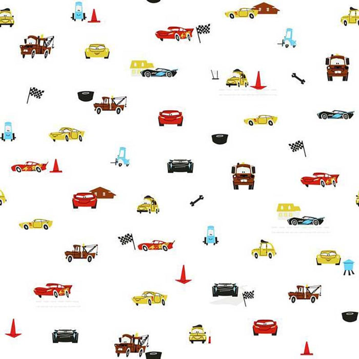 York Disney and Pixar Cars Racing Spot White Wallpaper DI0921