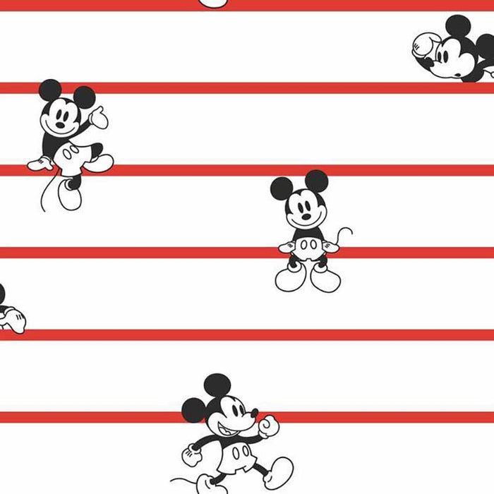 York Disney Mickey Mouse Stripe Red Wallpaper DI0933