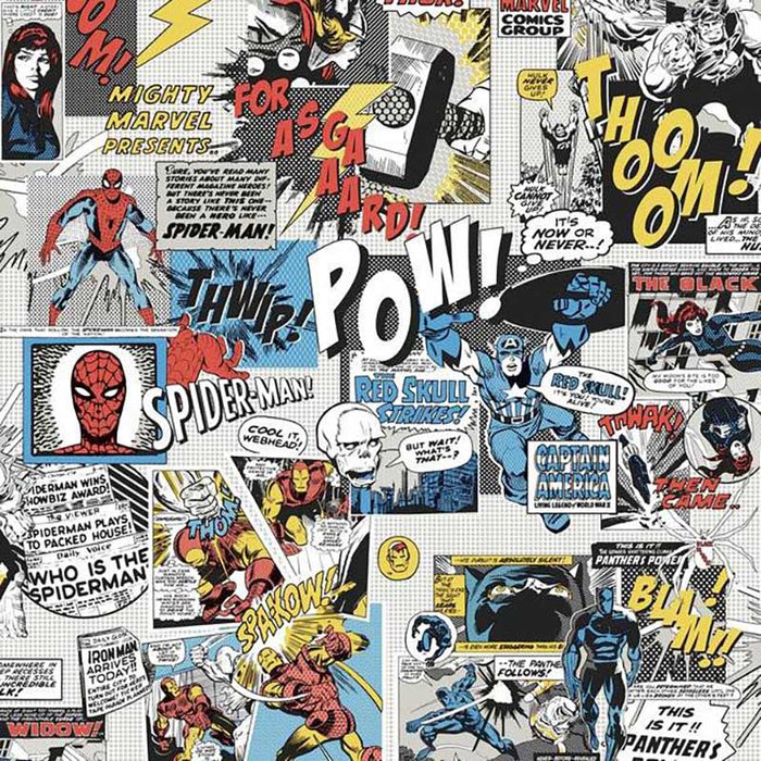 York Marvel Comics Pow! Black/Blue/Red Wallpaper DI0944