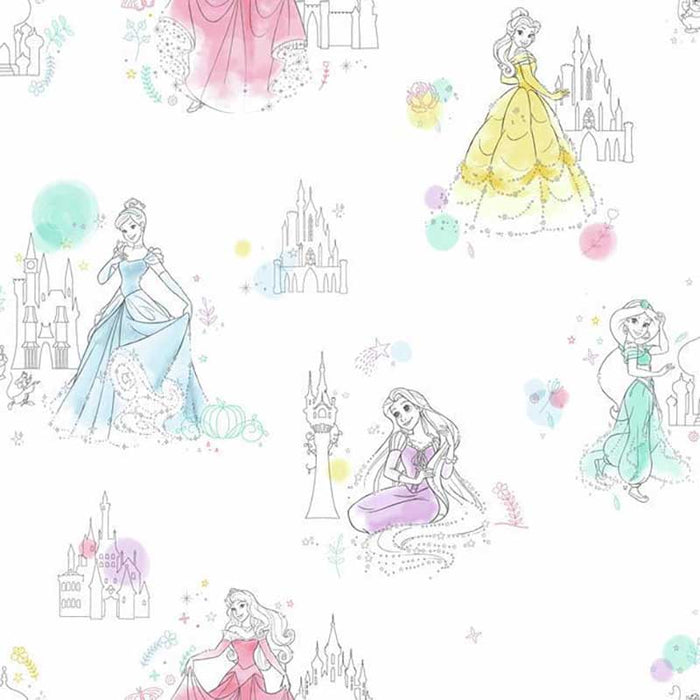 York Disney Princess Pretty Elegant White Wallpaper DI0968