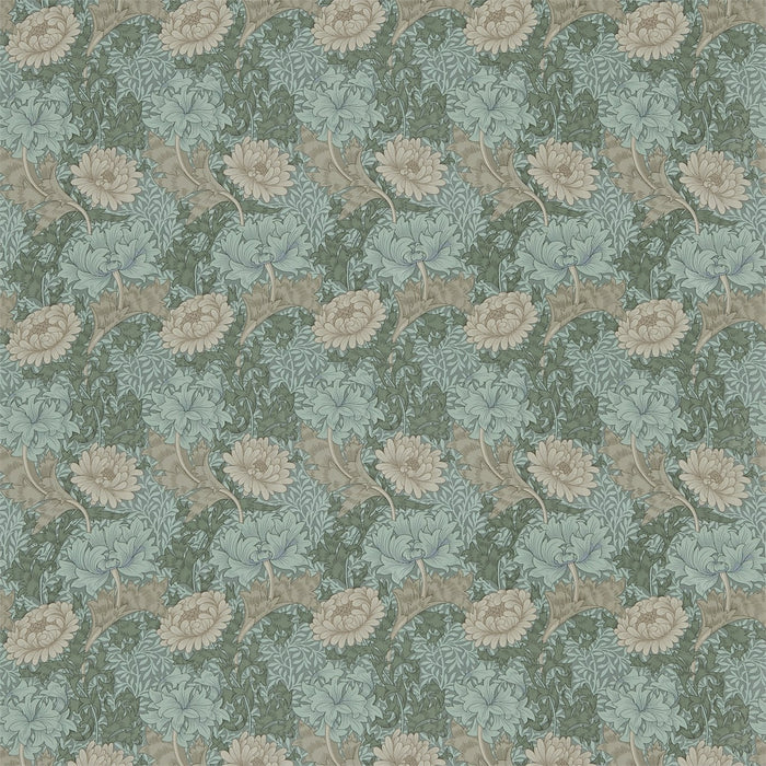 Morris & Co Bird & Anemone Green/Aqua CY202 Fabric DJA1CY202