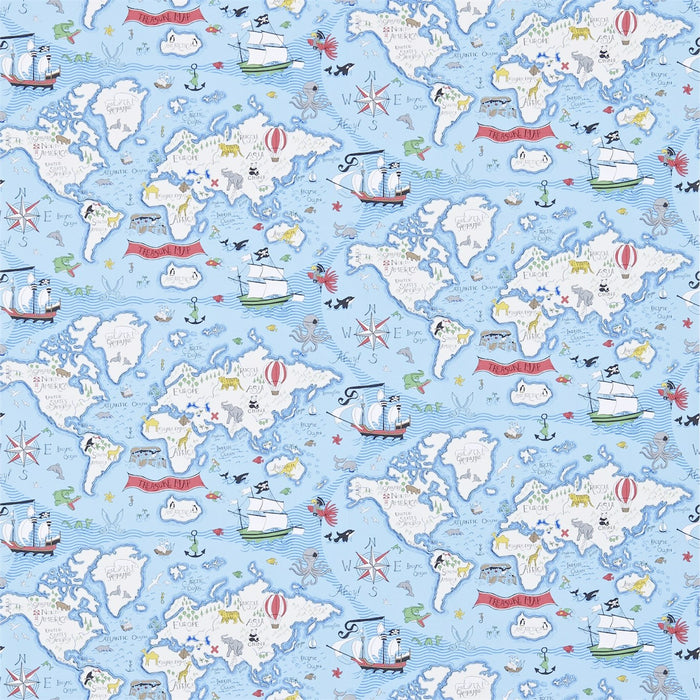 Sanderson Treasure Map Sea Blue 214038 Wallpaper DLIT214038