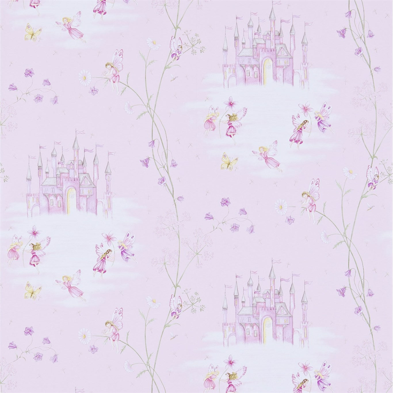 Sanderson Fairy Castle Pink 214046 Wallpaper DLIT214046