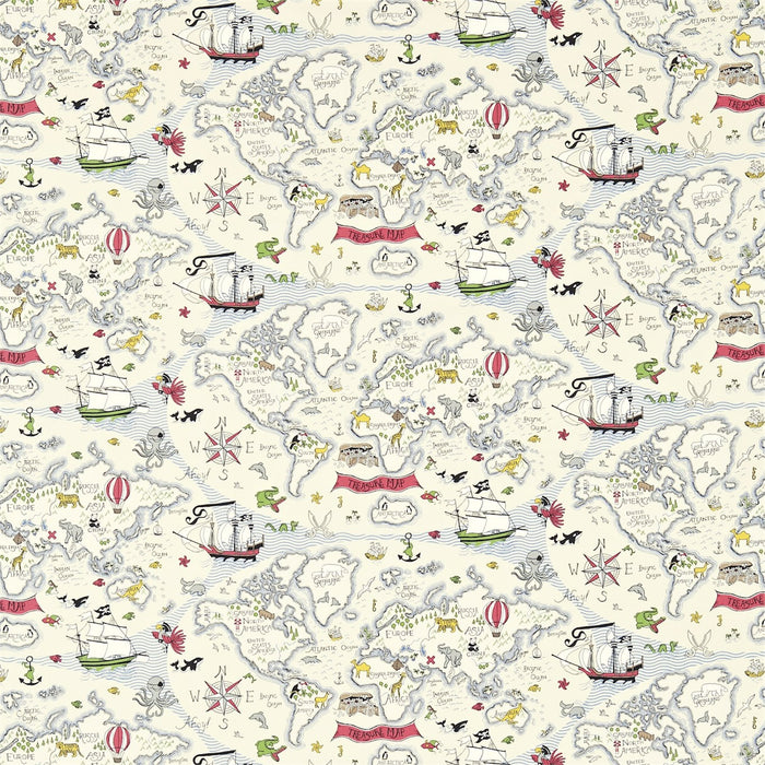 Sanderson Treasure Map Vanilla 223913 Fabric DLIT223913