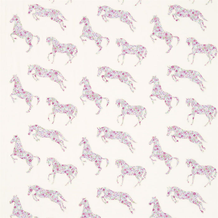 Sanderson Pretty Ponies Pink/Sky 233926 Fabric DLIT233926