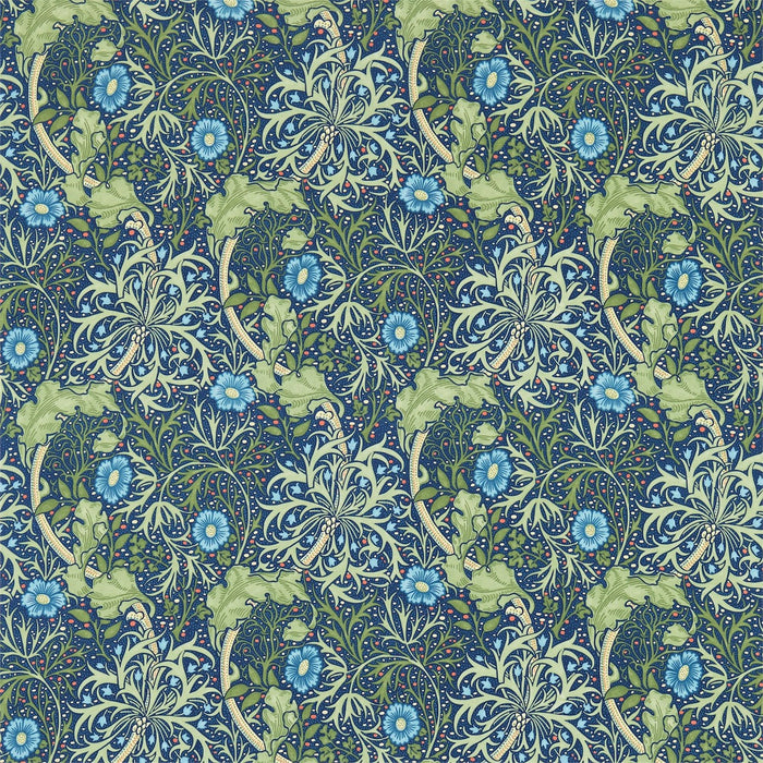 Morris & Co Morris Seaweed Cobalt/Thyme 224472 Fabric DM3P224472