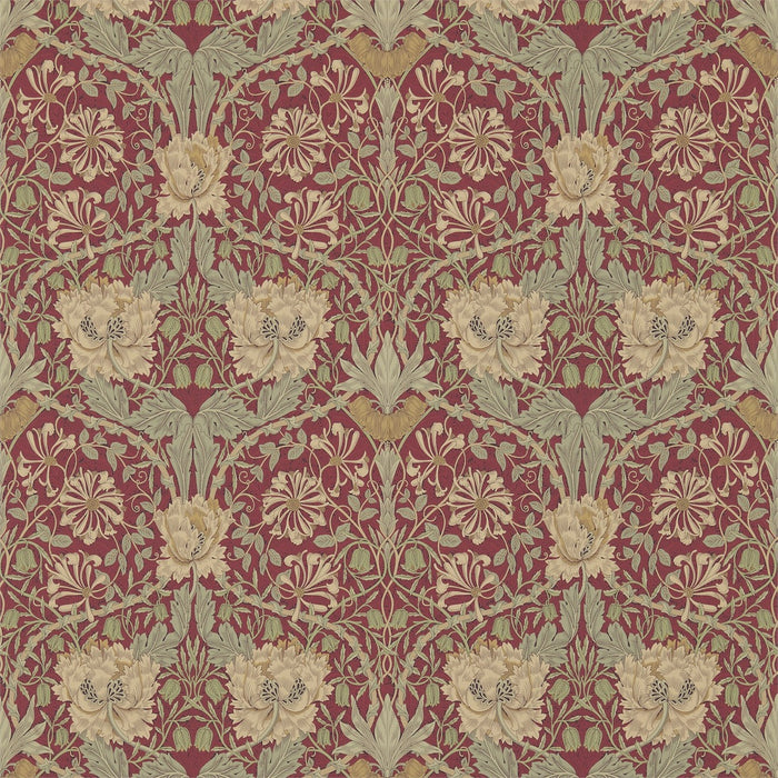 Morris & Co Honeysuckle & Tulip Red/Gold 214700 Wallpaper DM3W214700