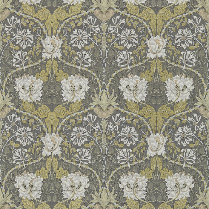 Morris & Co Honeysuckle & Tulip Charcoal/Gold 214701 Wallpaper DM3W214701