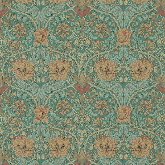 Morris & Co Honeysuckle & Tulip Emerald/Russet 214704 Wallpaper DM3W214704