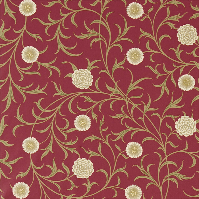 Morris & Co Scroll Raspberry/Olive 220310 Fabric DM6F220310