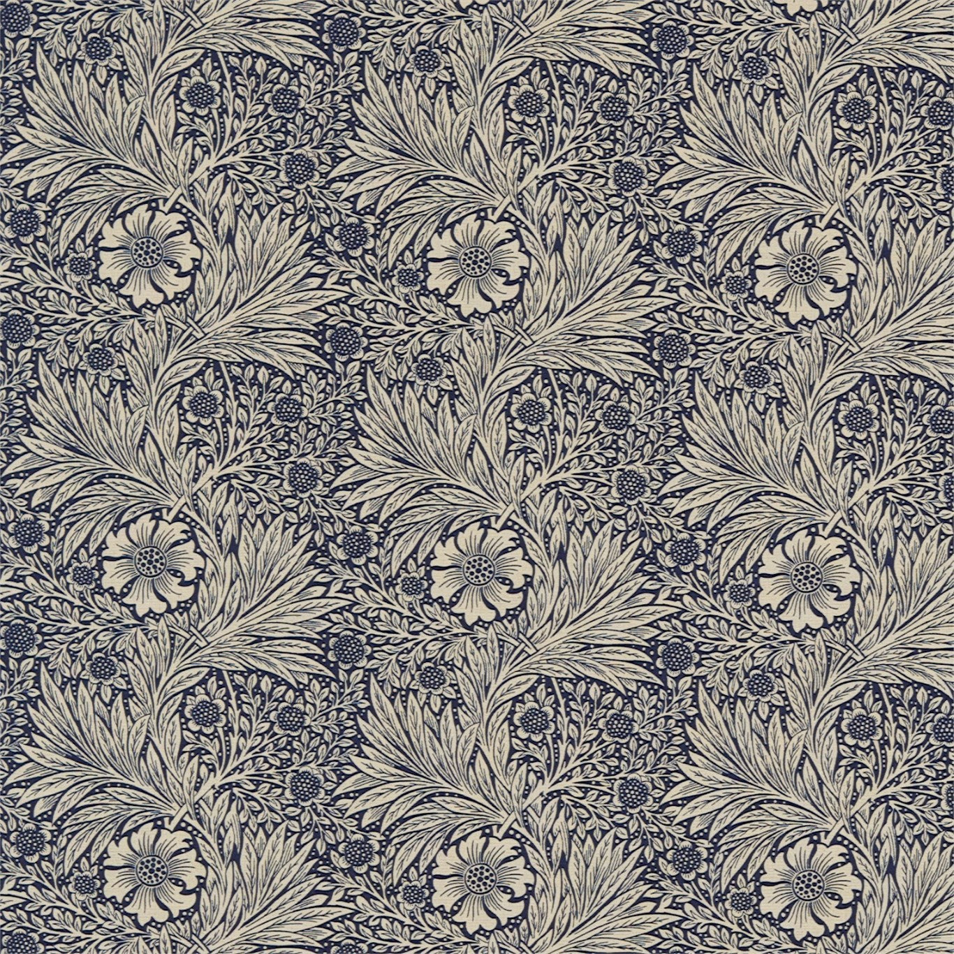 Morris & Co Marigold Indigo/Linen 220320 Fabric DM6F220320