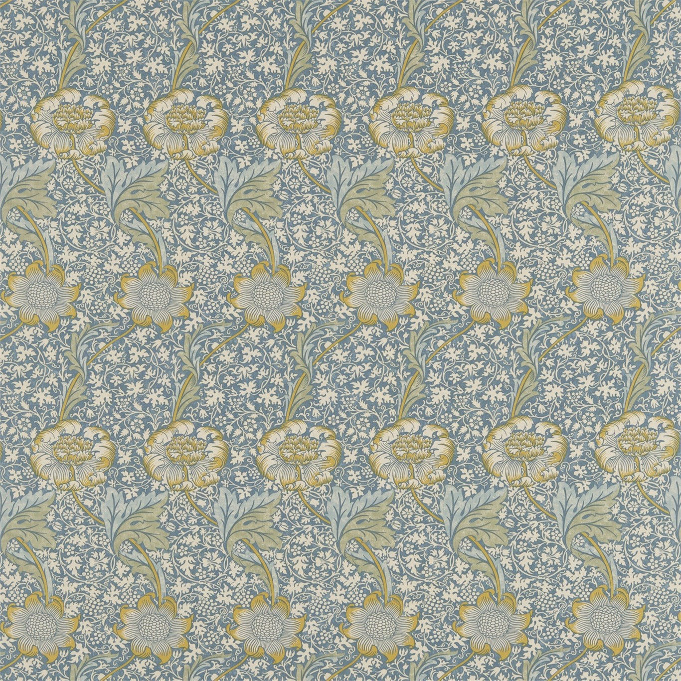 Morris & Co Kennet Sea Blue/Lichen 220324 Fabric DM6F220324