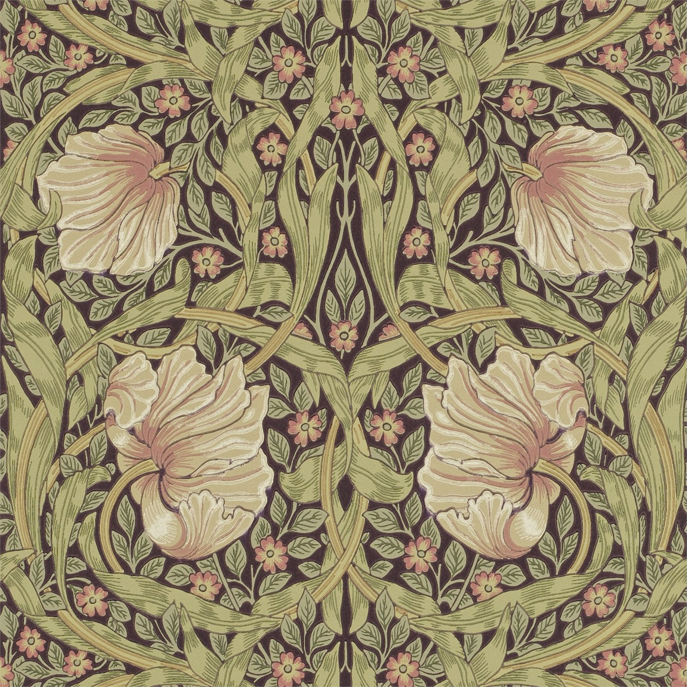 Morris & Co Pimpernel Bullrush/Russet 210387 Wallpaper DM6P210387